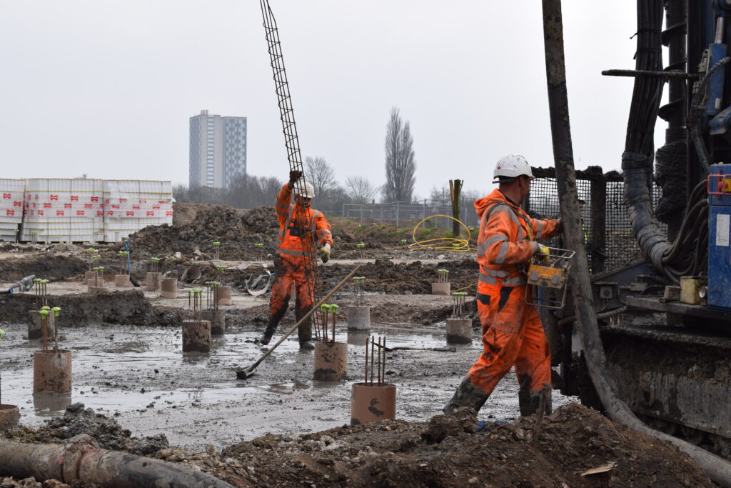 Bottom driven steel cased piles prep work