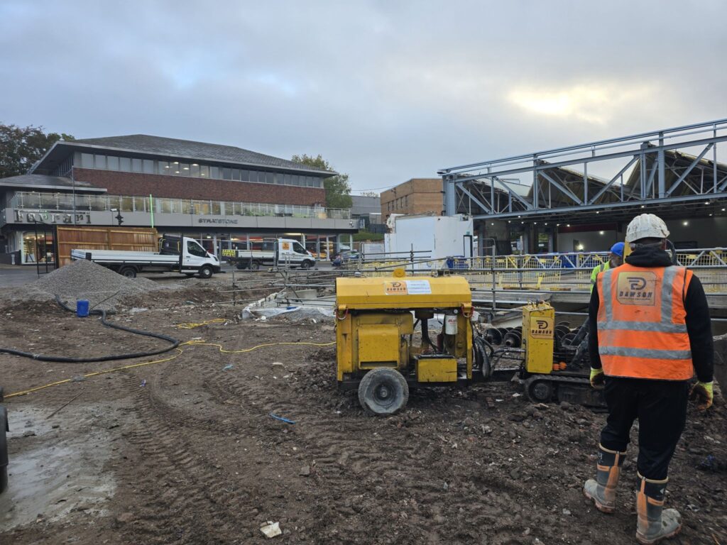 Porche centre in Wilmslow having kitten rig piling work