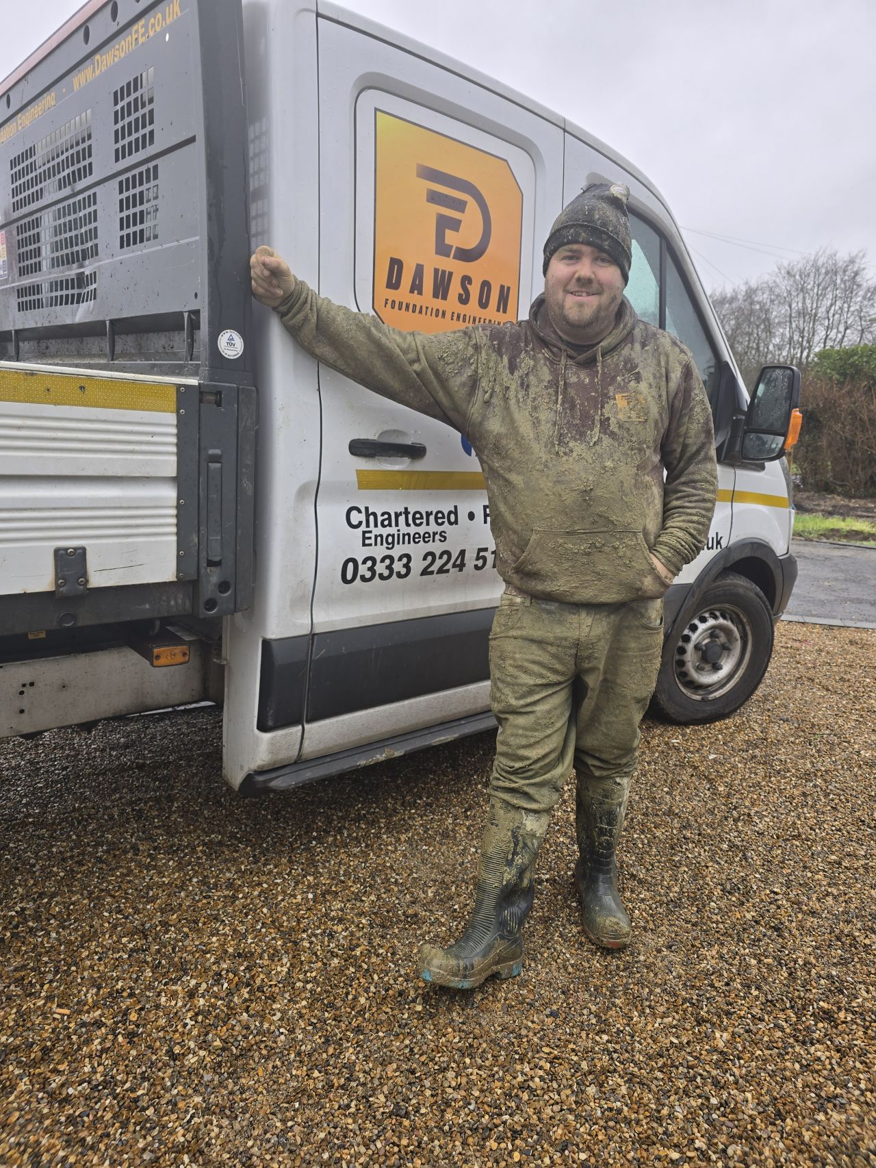 Oliver at the SFA piling job in Surrey